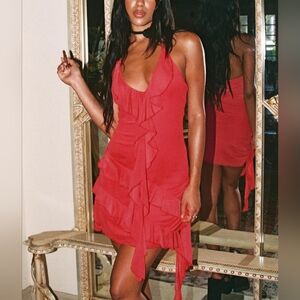 Princess Polly Fig Ruffle Mini Dress